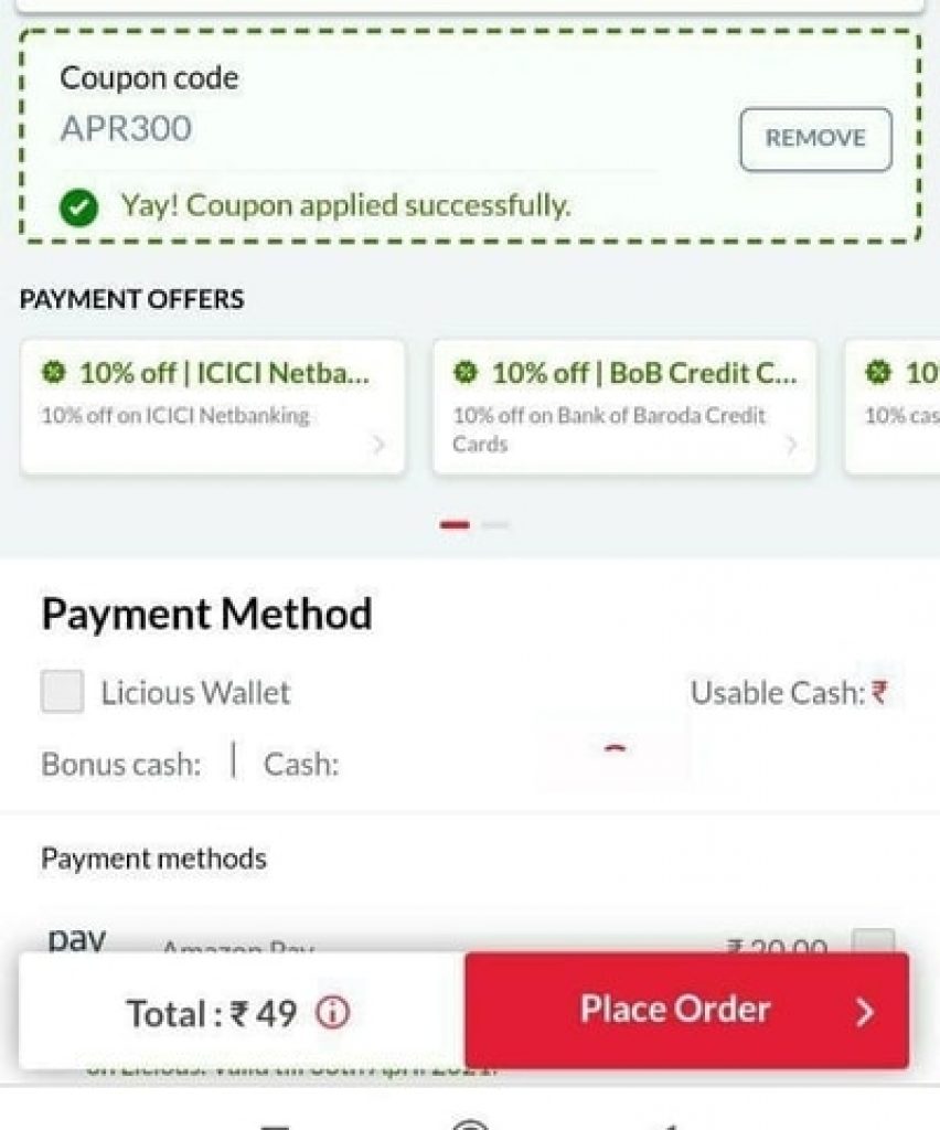 Licious Offer Get Flat Rs.300 Off On No Minimum Order TX Deals