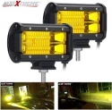 AllExtreme EX7IY2P 7 Inch CREE Led Fog Light 24 LED Waterproof Cube Pod Spot Lamp with Mounting Brackets for Cars and Motorcycle (72W, Yellow Light, 2 PCS)