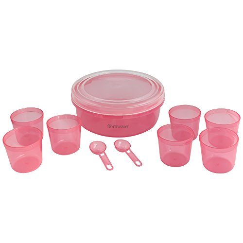 Floraware Plastic Spice Box Set, 10-Pieces, Red