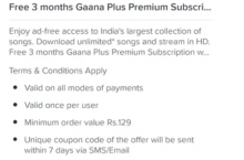 Get Free Gaana Plus Subscription for 3 Months by Ordering On Swiggy