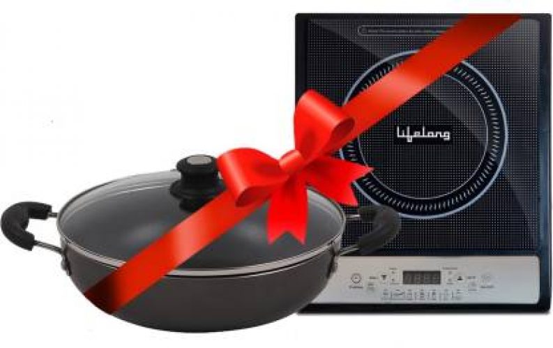 Lifelong LLCMB10 1400 W Induction Cooktop with IB 240 mm Non-Stick Kadhai